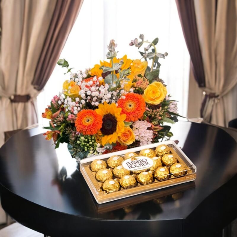 Buquê Flores Especiais e Ferrero Rocher: Presente Completo
